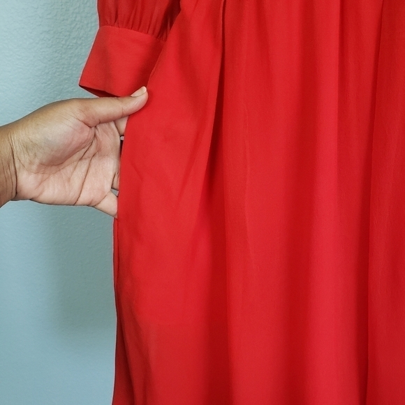 ARMANI EXCHANGE 100% Silk 3/4 Sleeve A-Line Dress Sz 6 Orange - Picture 8 of 10
